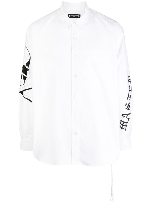 White Skull-print Cotton Shirt