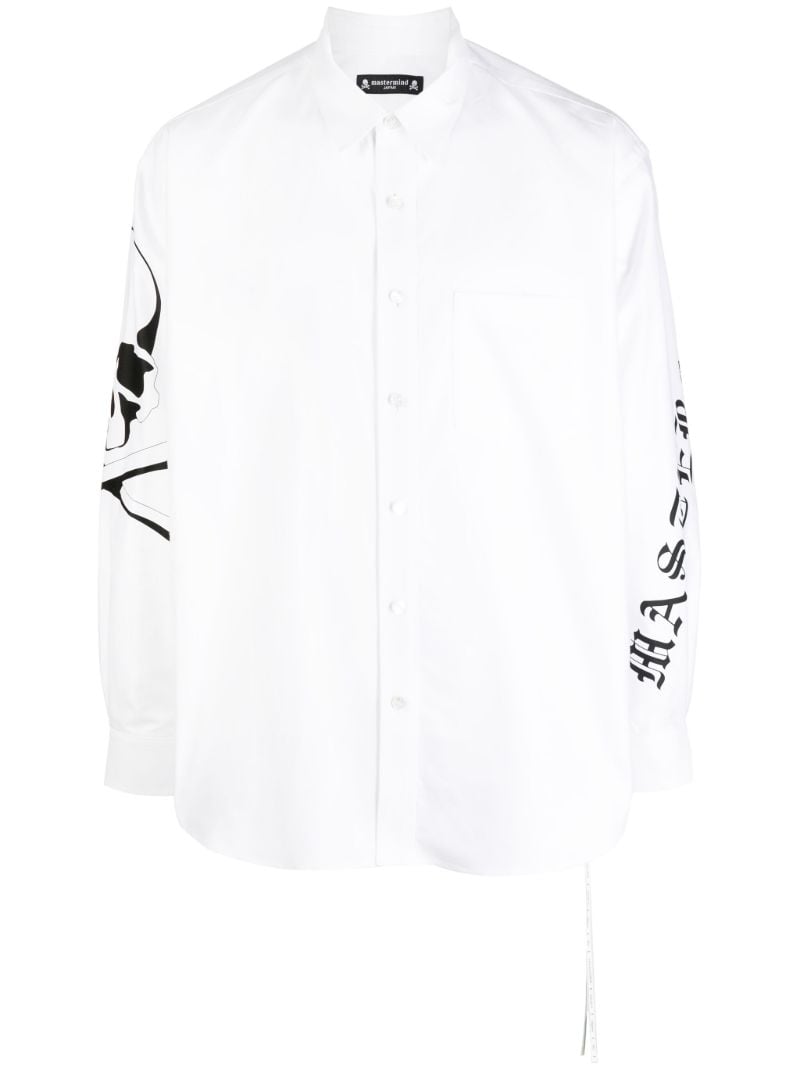 White Skull-print Cotton Shirt