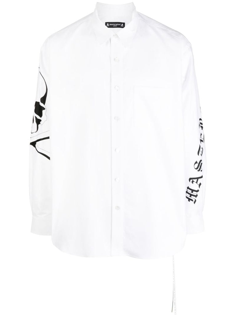 White Skull-print Cotton Shirt