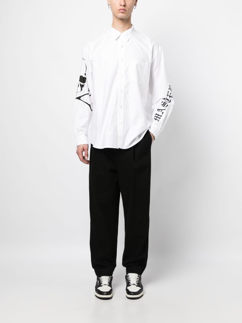 White Skull-print Cotton Shirt