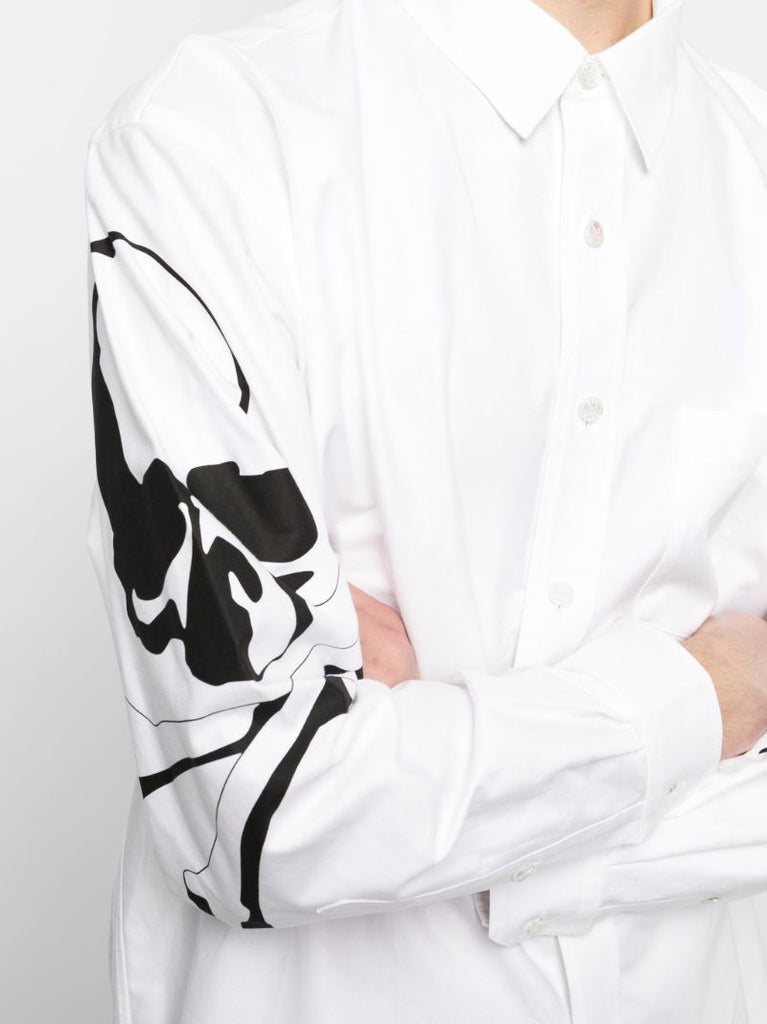 White Skull-print Cotton Shirt