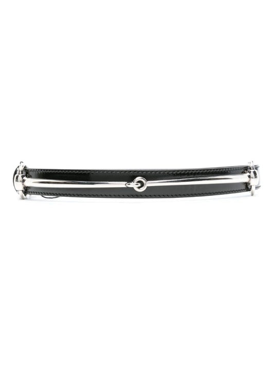 Black Horsebit-buckle Leather Belt