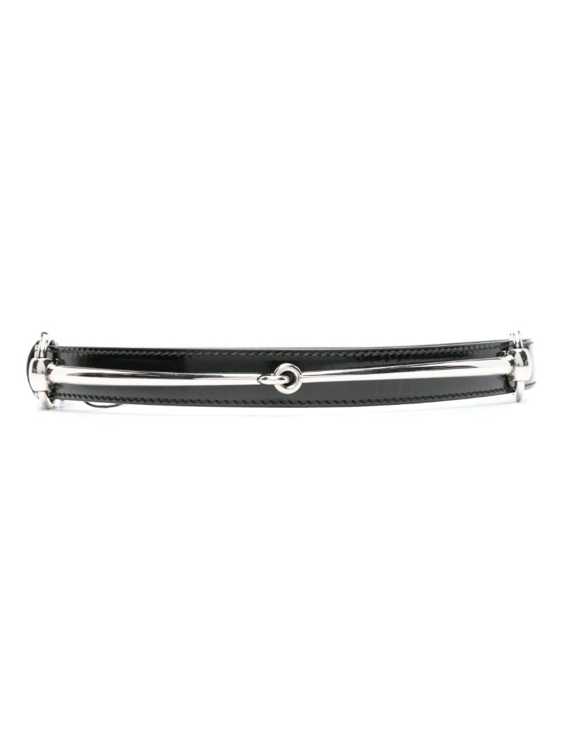 Black Horsebit-buckle Leather Belt