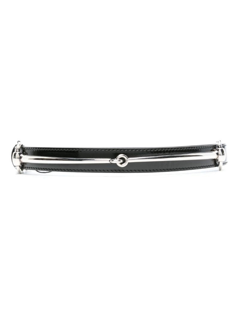 Black Horsebit-buckle Leather Belt