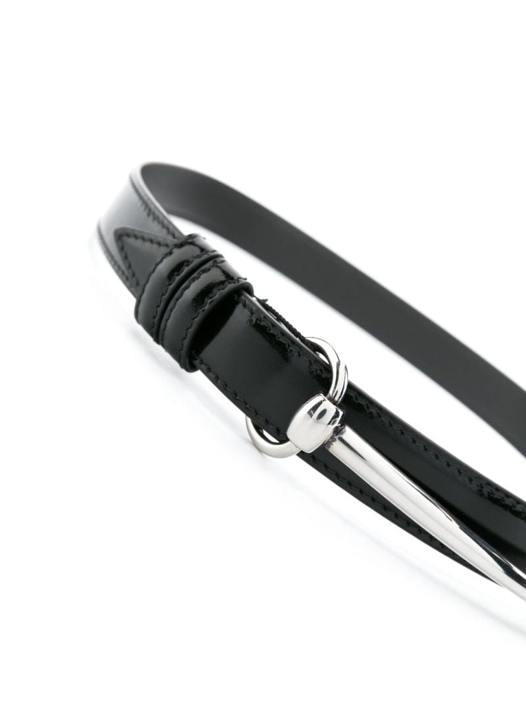 Black Horsebit-buckle Leather Belt