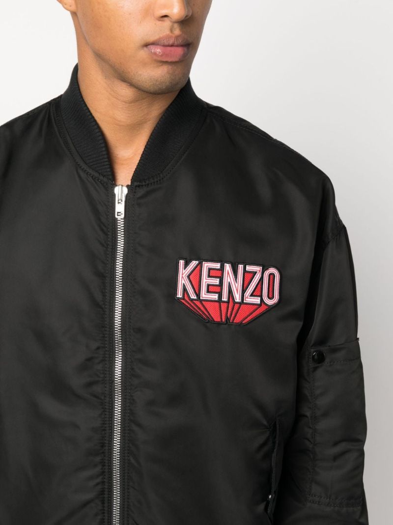 Black Logo-patch Cotton Bomber Jacket