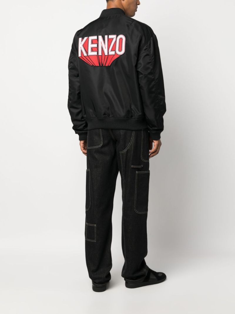 Black Logo-patch Cotton Bomber Jacket