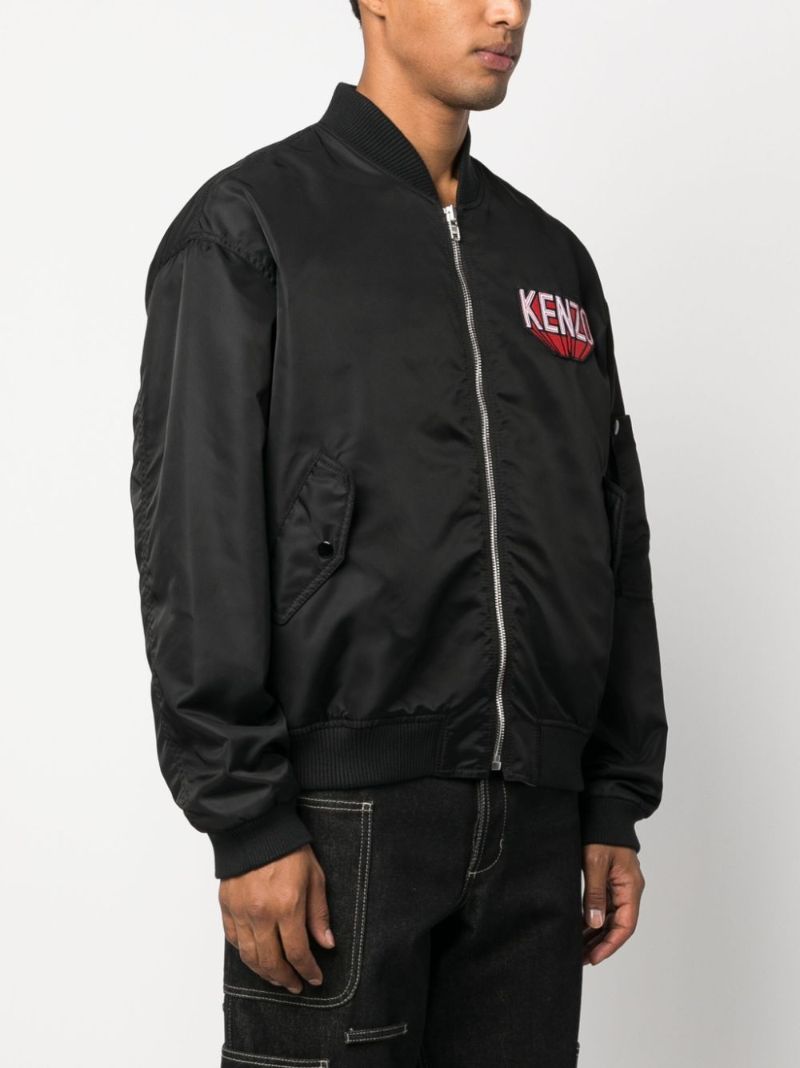 Black Logo-patch Cotton Bomber Jacket