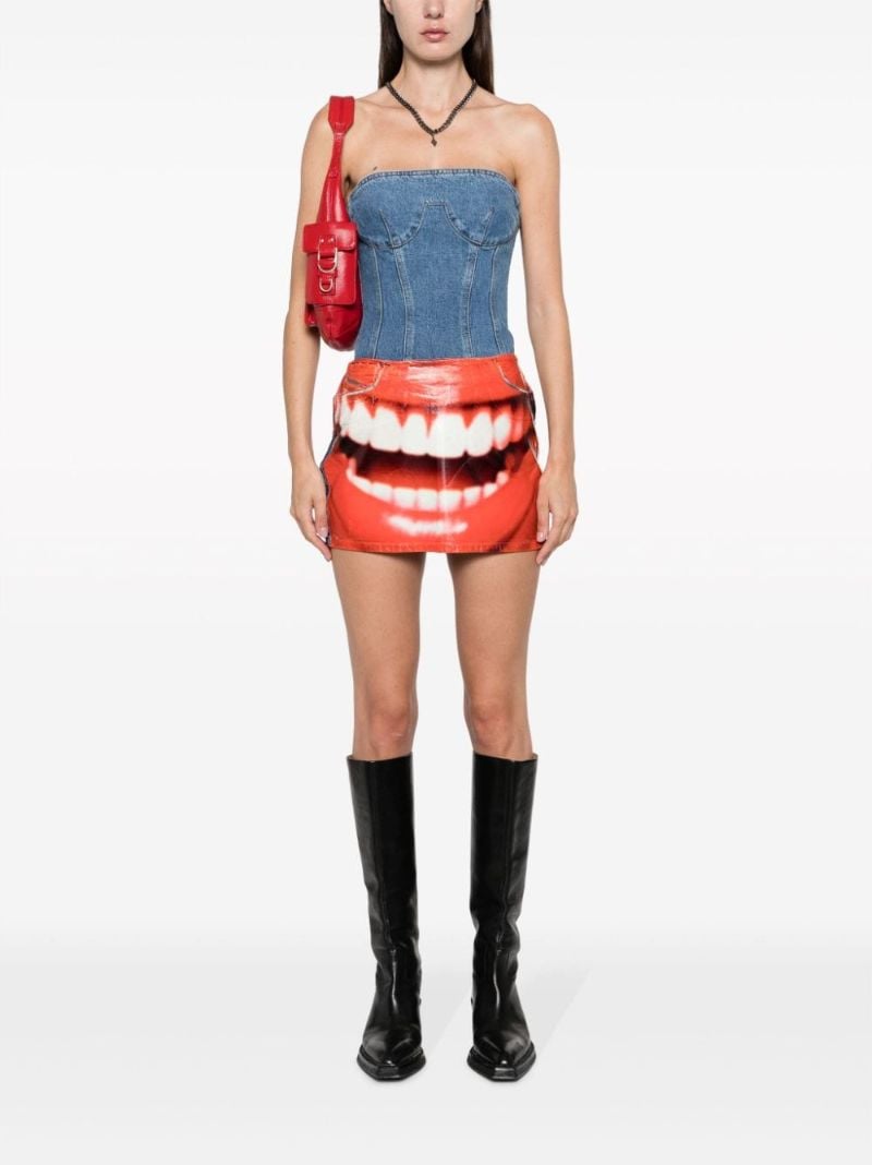 Orange Graphic-print Mini Skirt