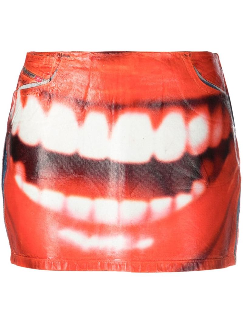 Orange Graphic-print Mini Skirt