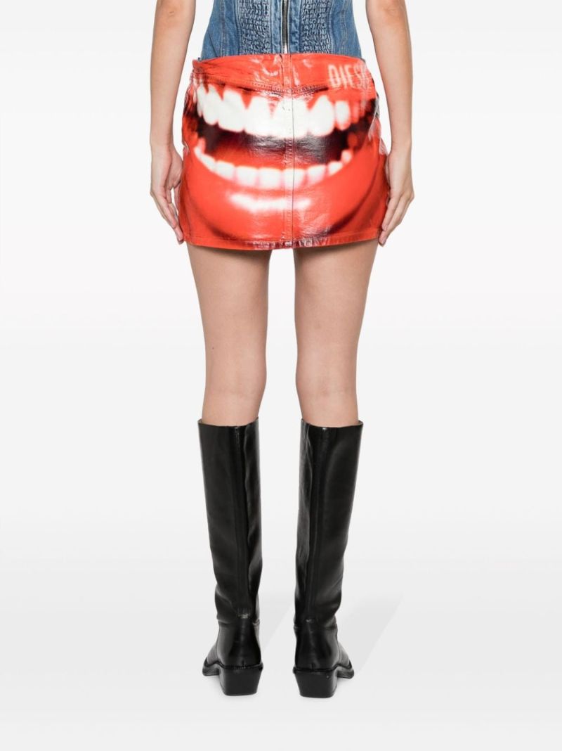 Orange Graphic-print Mini Skirt