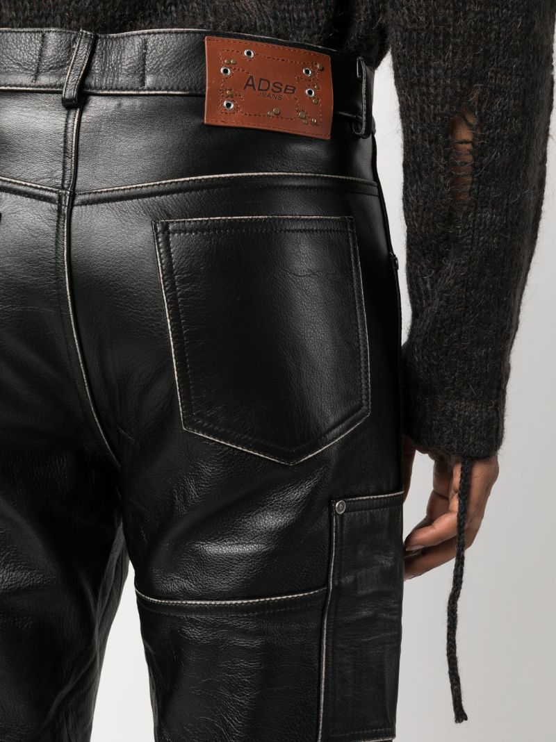 Black Leather Straight-leg Trousers