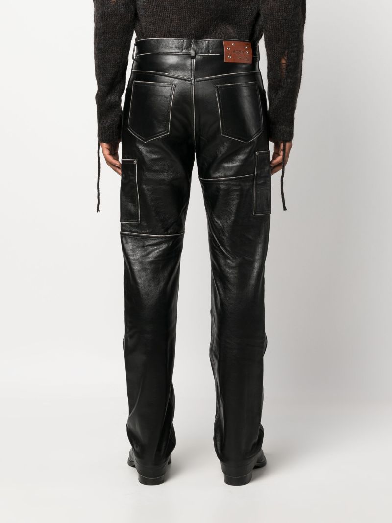 Black Leather Straight-leg Trousers