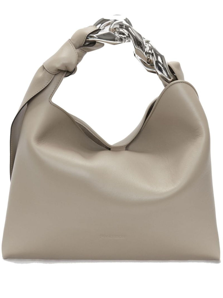 Brown Chain Small Leather Tote Bag