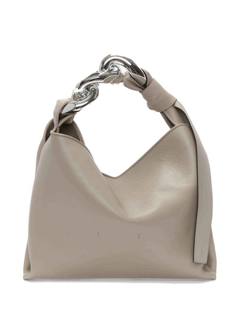 Brown Chain Small Leather Tote Bag