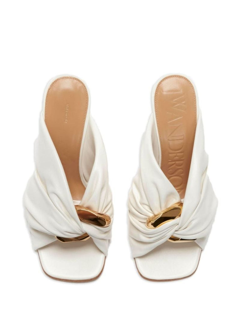White Corner Leather Mules