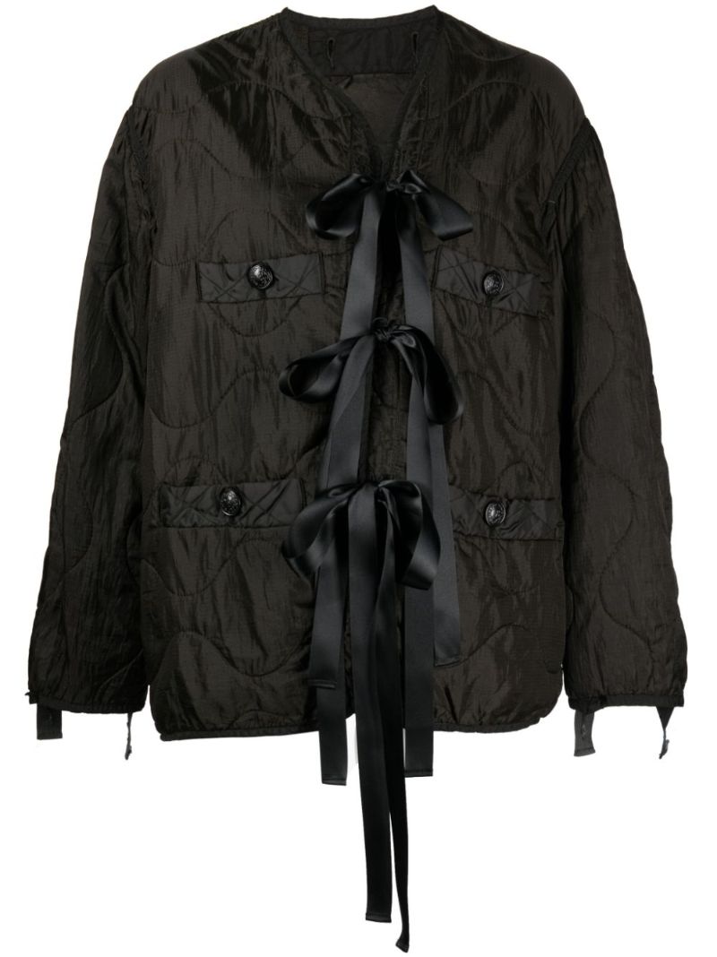 Black Pussy Bow Quilted Jacket