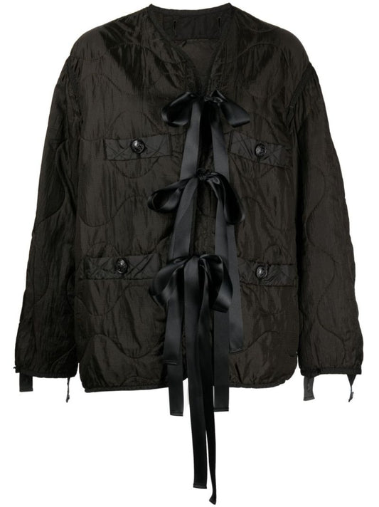 Black Pussy Bow Quilted Jacket