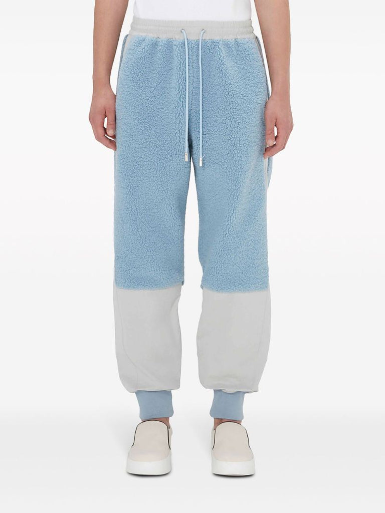 Blue Colour-block Fleece Sweatpants