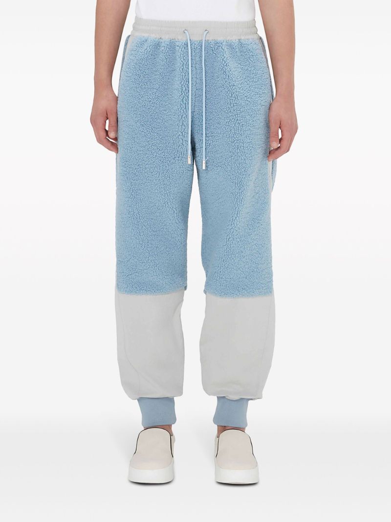 Blue Colour-block Fleece Sweatpants