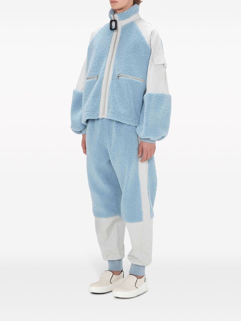 Blue Colour-block Fleece Sweatpants
