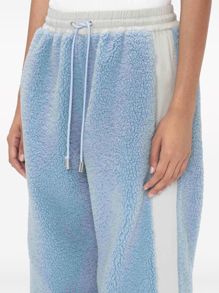 Blue Colour-block Fleece Sweatpants