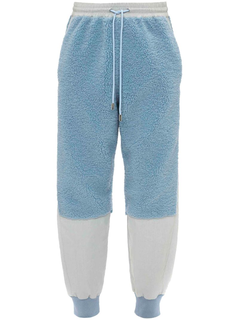Blue Colour-block Fleece Sweatpants
