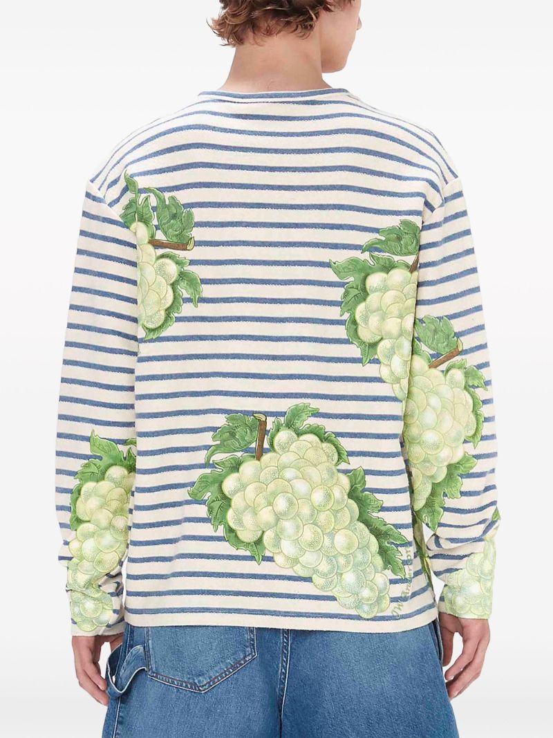 Neutral Grape-print Henley Top