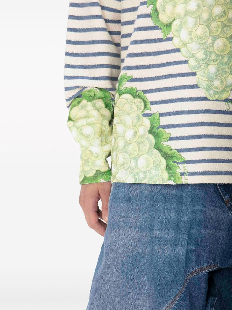 Neutral Grape-print Henley Top