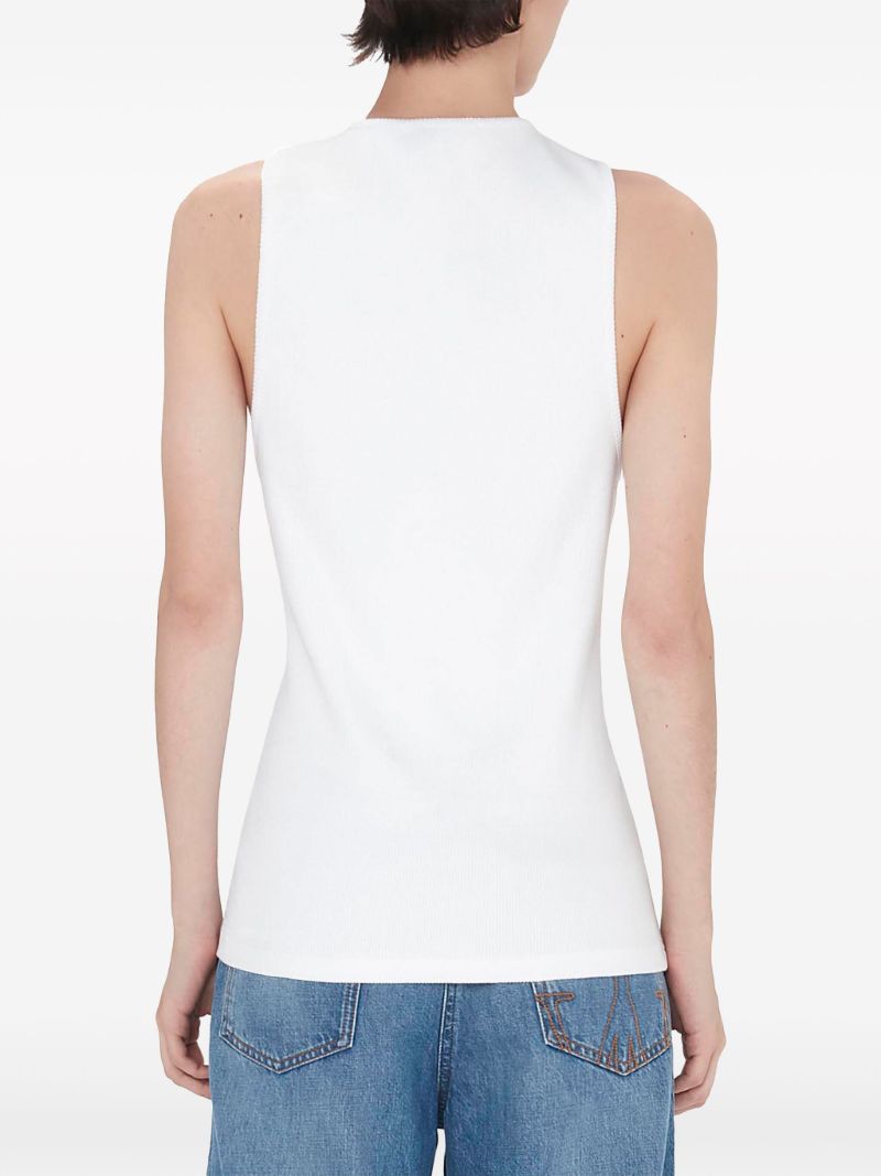 White Anchor Logo Embroidery Tank Top