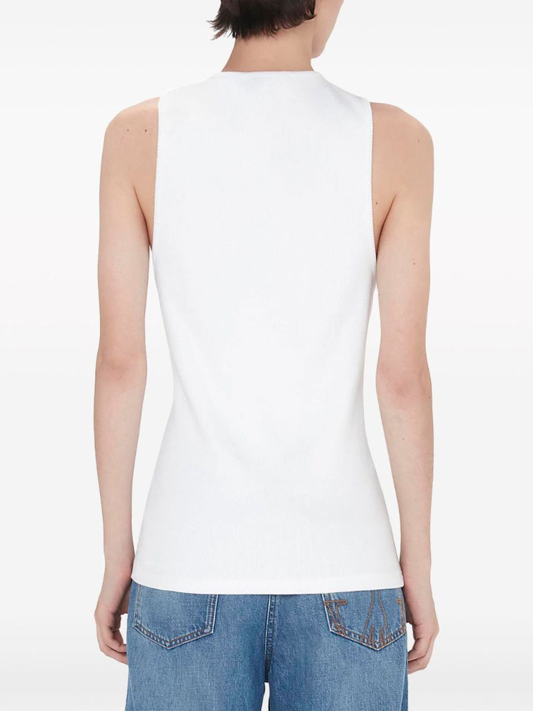 White Anchor Logo Embroidery Tank Top
