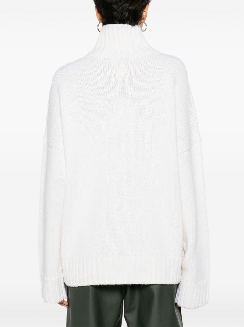 White Crochet-pocket Sweater