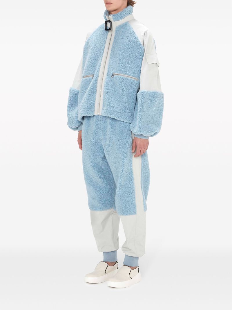Blue Colour-block Fleece Jacket