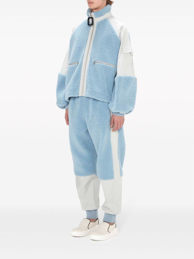 Blue Colour-block Fleece Jacket