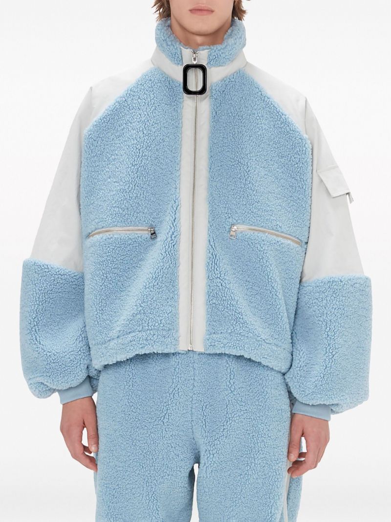 Blue Colour-block Fleece Jacket