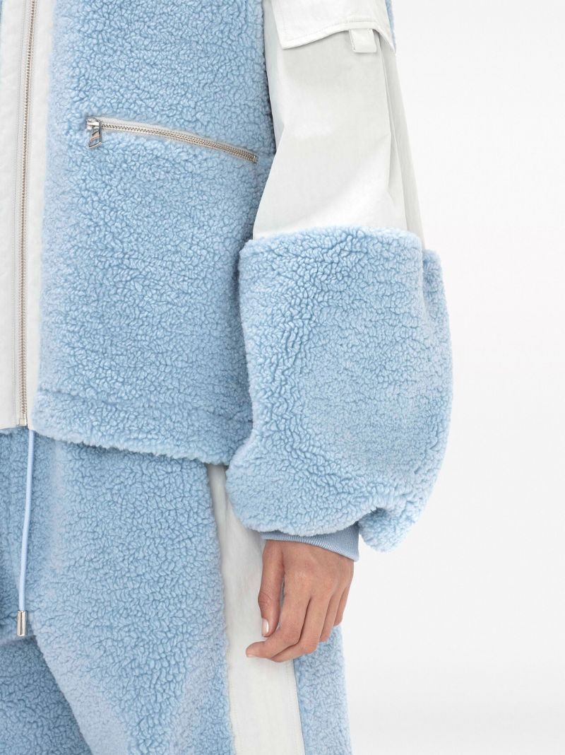 Blue Colour-block Fleece Jacket