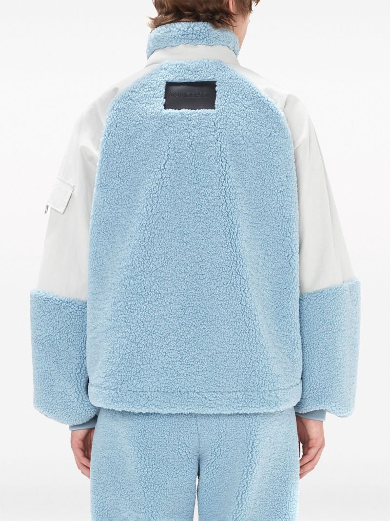 Blue Colour-block Fleece Jacket