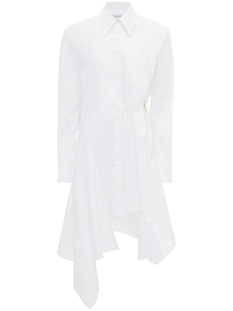 White Desconstructed Cotton Shirtdress