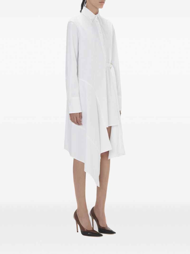 White Desconstructed Cotton Shirtdress