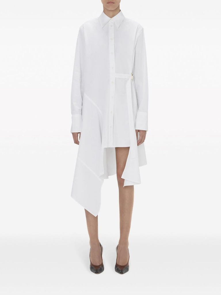 White Desconstructed Cotton Shirtdress
