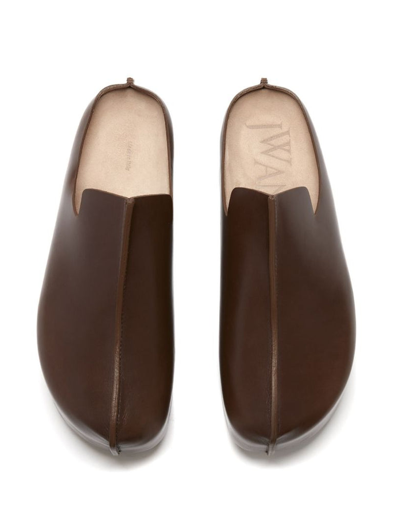 Brown Leather Platform Clogs