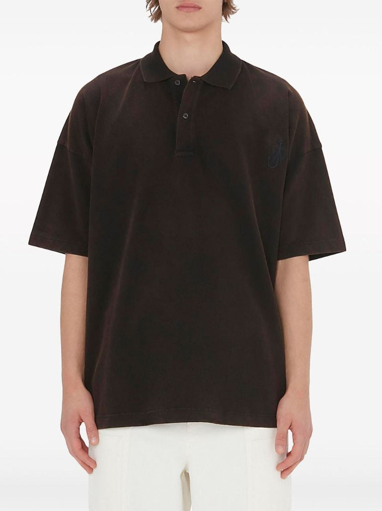 Brown Logo-embroidered Polo Shirt