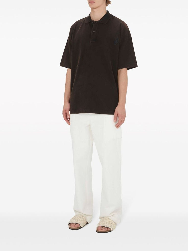 Brown Logo-embroidered Polo Shirt