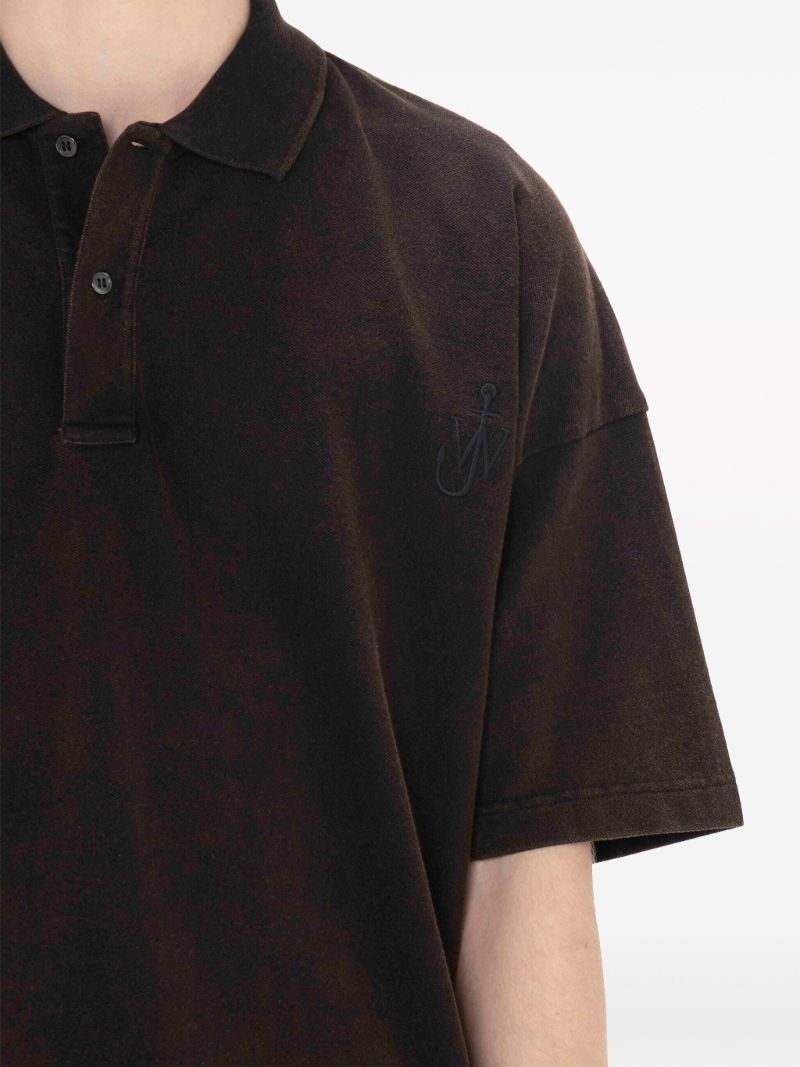 Brown Logo-embroidered Polo Shirt