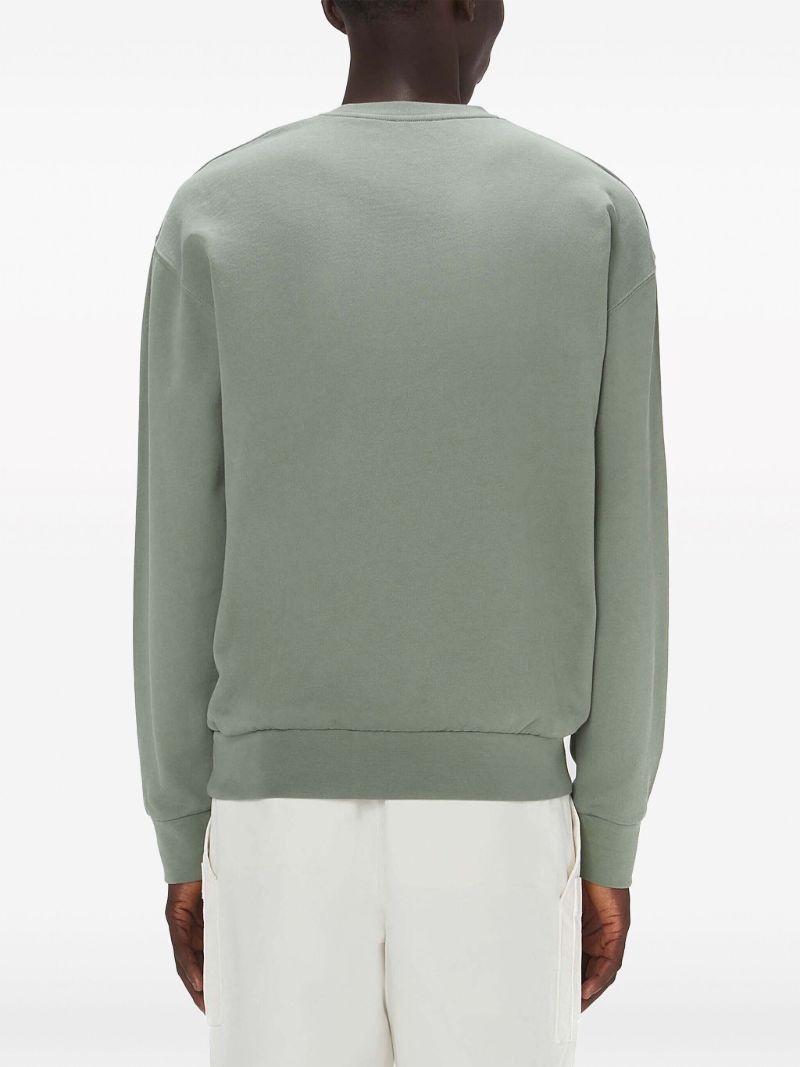Green Logo-embroidered Cotton Sweatshirt