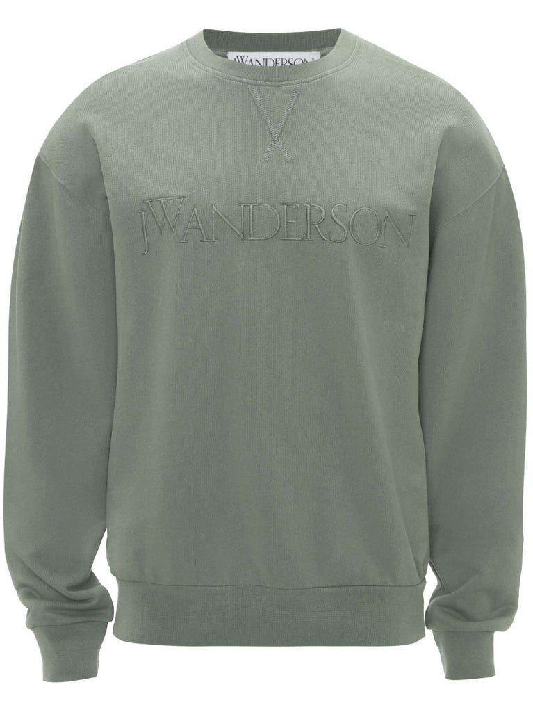 Green Logo-embroidered Cotton Sweatshirt