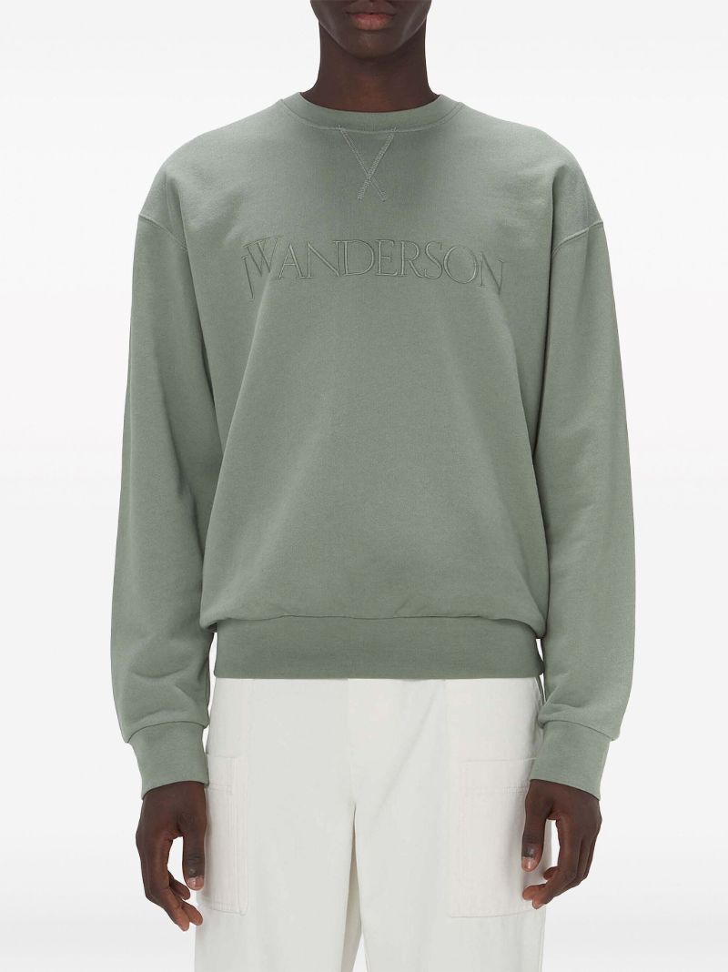 Green Logo-embroidered Cotton Sweatshirt