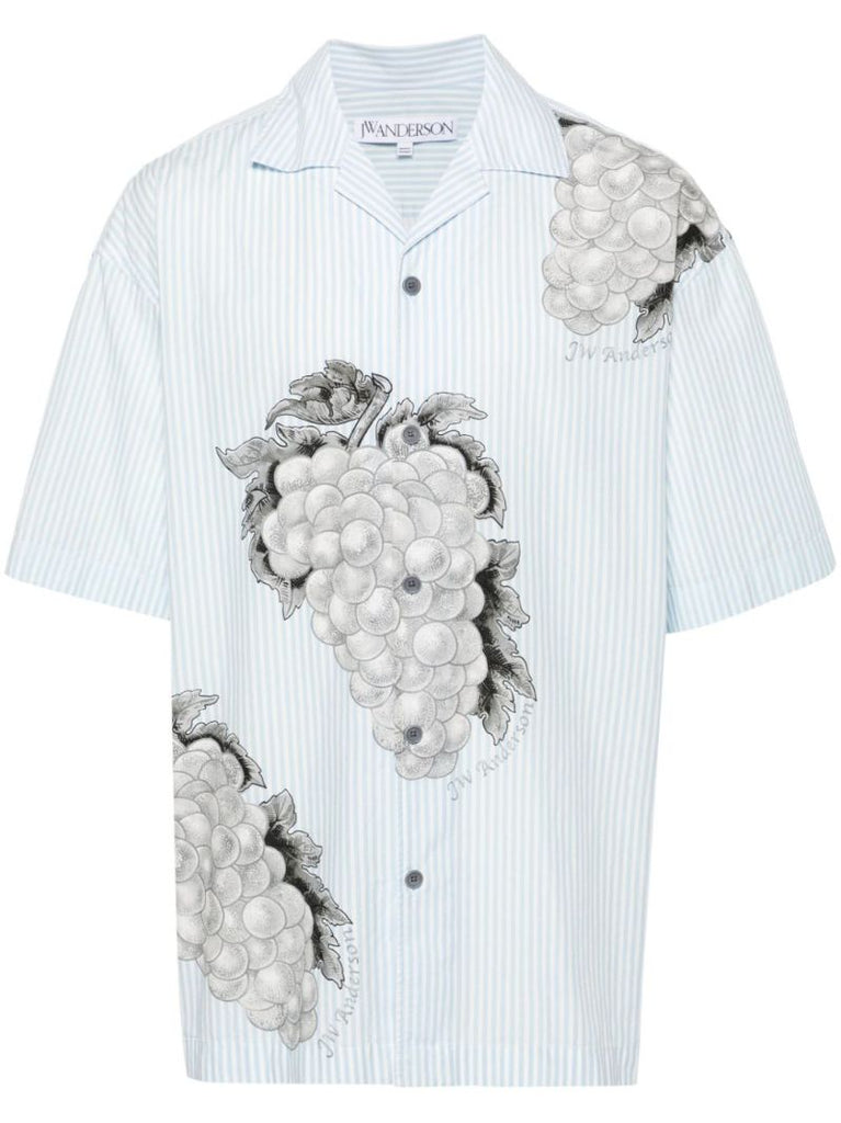 Blue Grape-print Cotton Shirt