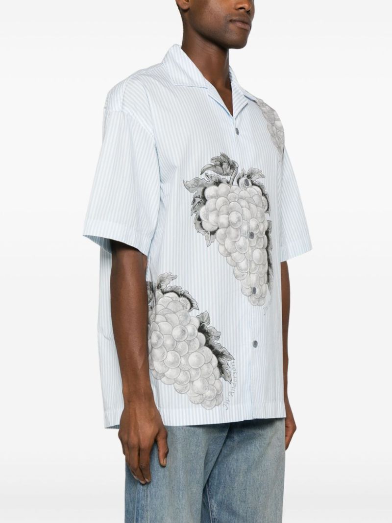 Blue Grape-print Cotton Shirt
