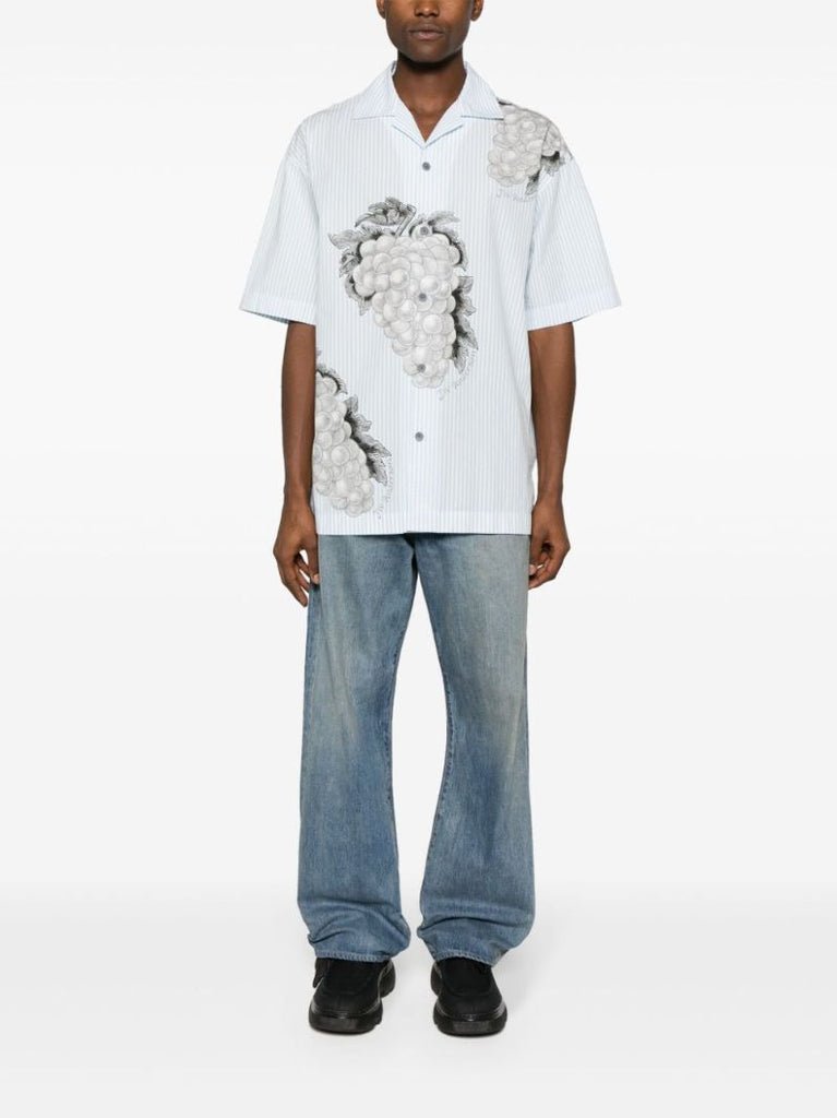 Blue Grape-print Cotton Shirt